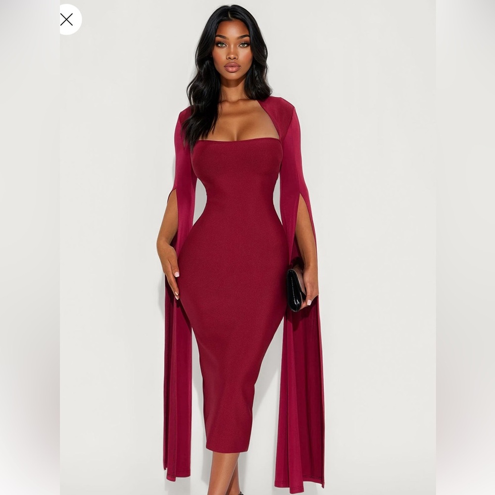 Feeling Regal Bandage Midi Dress in Wine